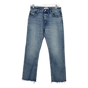 Moussy Vintage Jeans Sz 28 Li Howa Button Fly Distressed Raw Hem Straight Leg